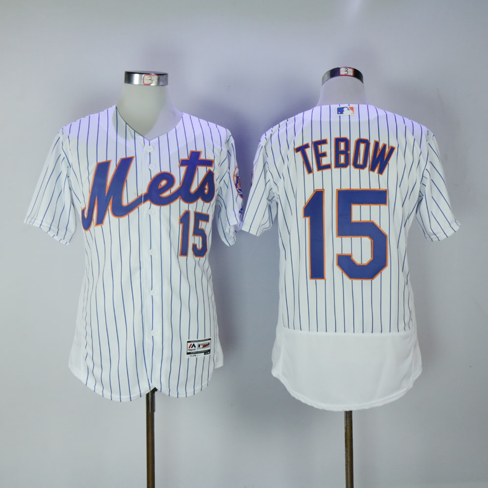 Men New York Mets 15 Tebow White Elite MLB Jerseys